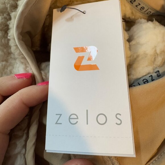 Zelos Super Soft Fleece Jacket Womens Cream Tan Houndstooth Full Zip Size XL NWD - Picture 5 of 13